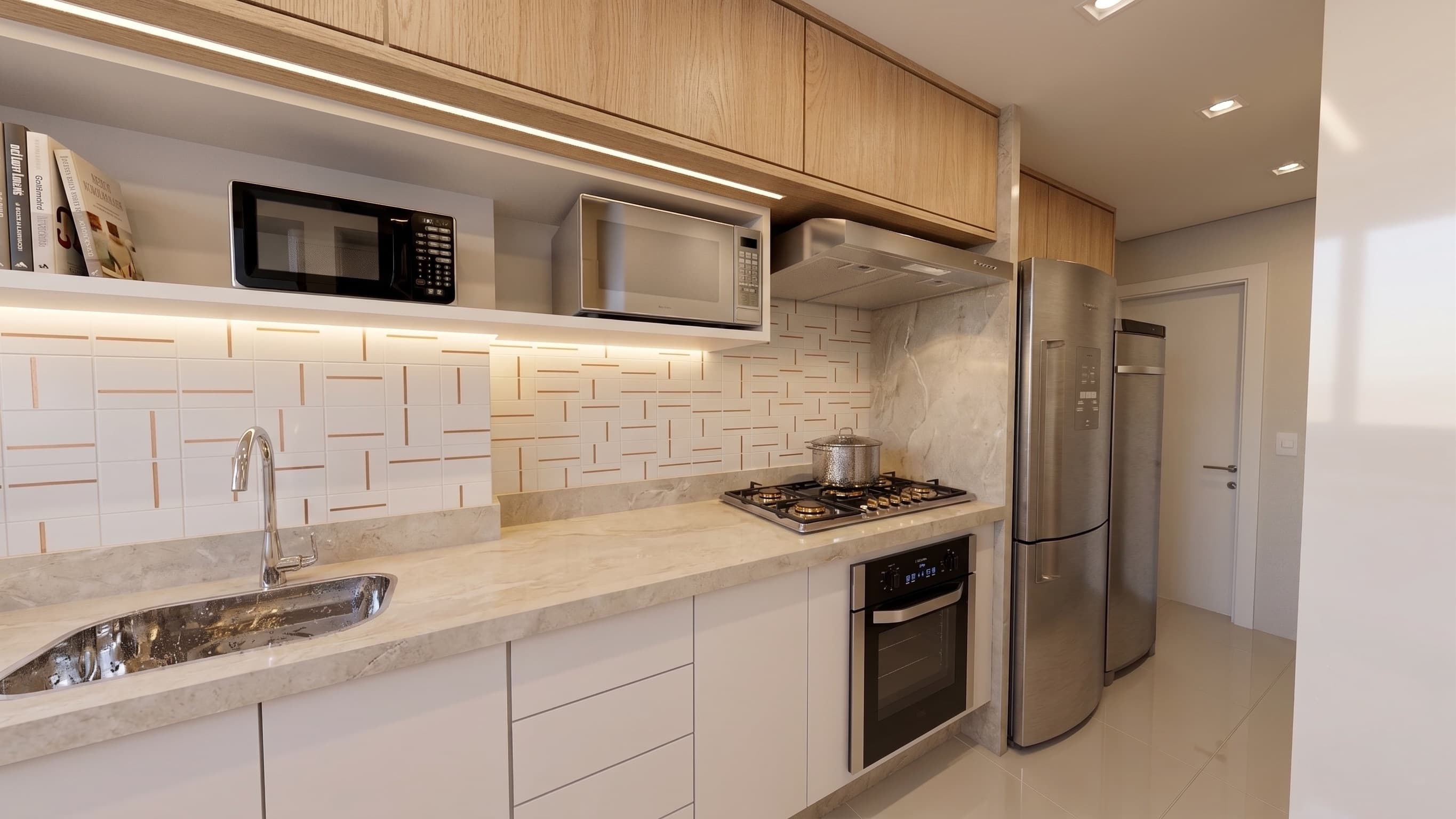 Cozinha de Tainá & Paulo, projeto residencial de Lucila Oliveira