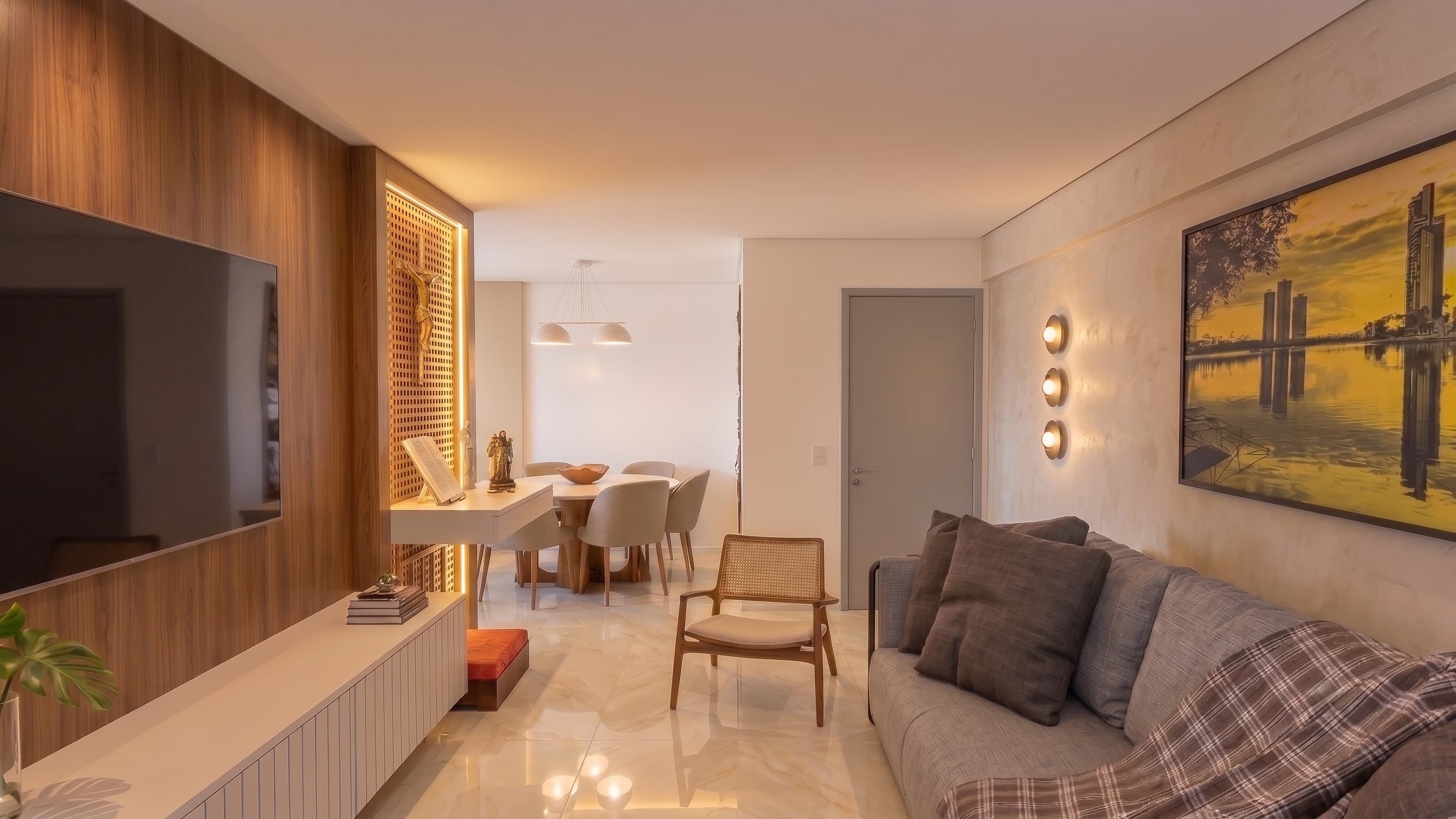 Sala de Anna & Fábio, projeto residencial de Lucila Oliveira